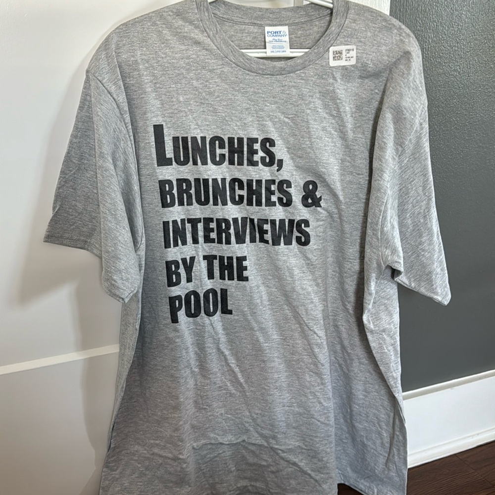 Port & Company. Men’s, novelty t shirt, gray. NWT. (Sticker)